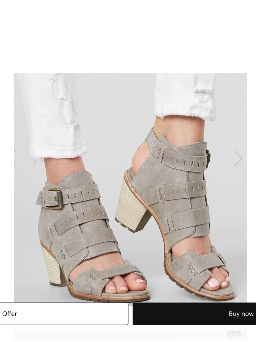 SOREL Nadia Strappy Block Heel Sandals - gray NEW in Box!